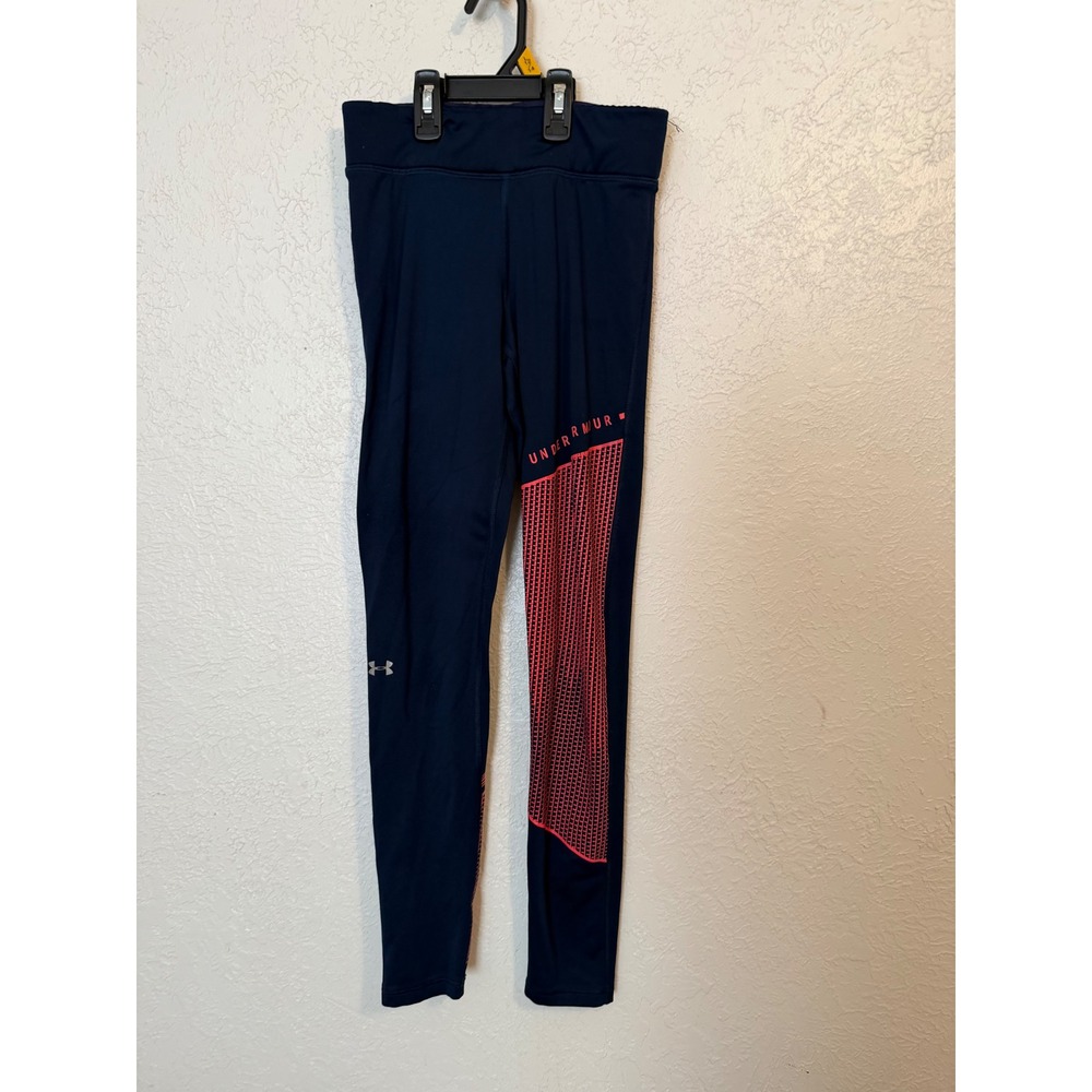 Under Armour Womens Navy Blue Red Graphic Grid Activewear Leggings 1322091